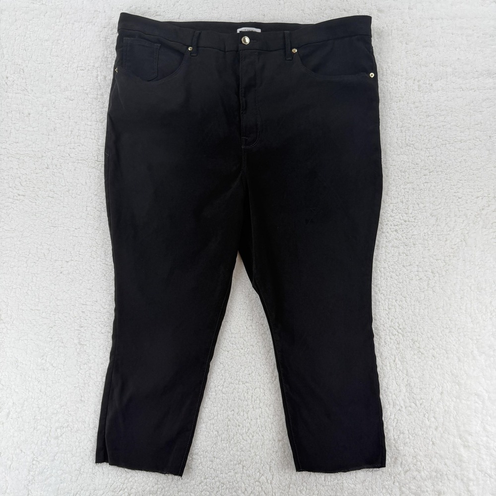 Good American Womens 24 Black Good Legs Faux Suede Skinny Cropped Jeans GL100T